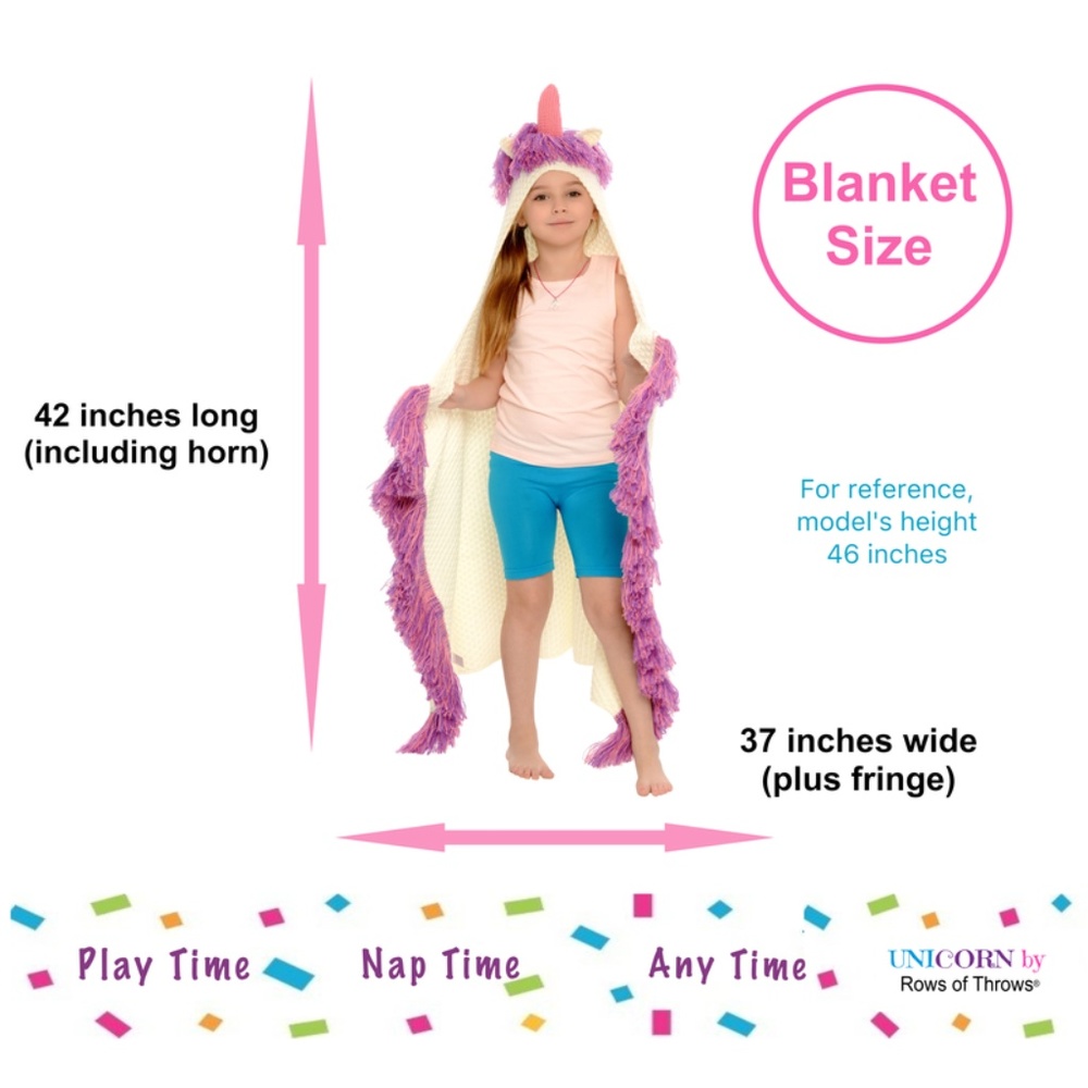 Kids Hooded Unicorn Blanket - Pink Horn - Picture 2 of 7